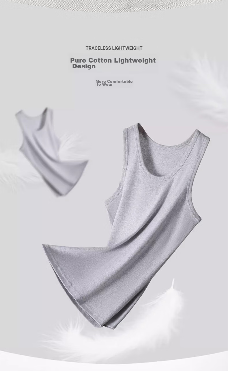 LangSha Pure Cotton Tank Top for Men, Summer Lightweight Sleeveless Casual Sports Sweat-Wicking Breathable Undershirt 15