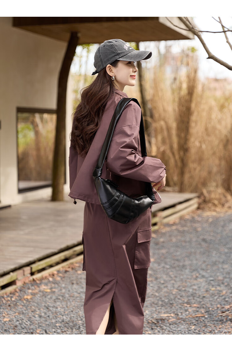 Dme [Yuan A Yuan Sa] Workwear-Style Stand-Up Collar Jacket, Casual Skirt Two-Piece Set, Back Slit, Slim-Fit Women's Outfit 6