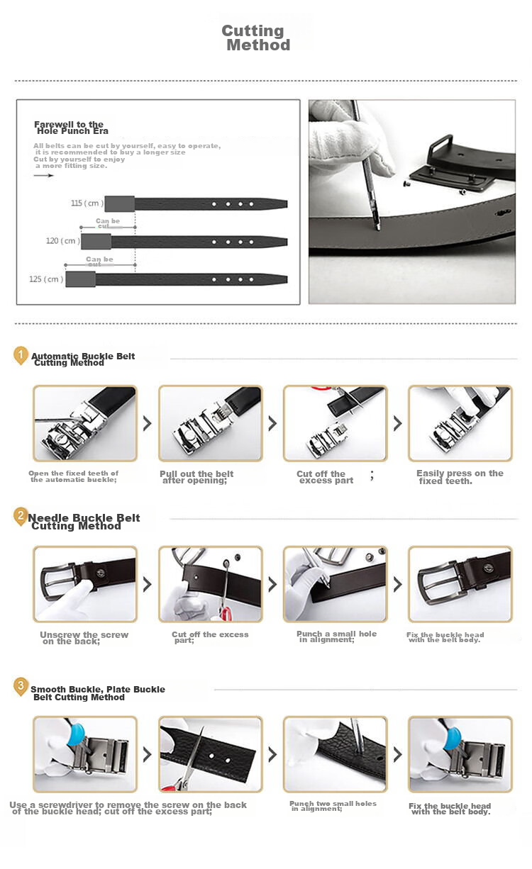 HONGU Men's Belt with Automatic Buckle, Top-Grain Leather Waistband, Gift Box Packaging, 120cm, Birthday Present 9