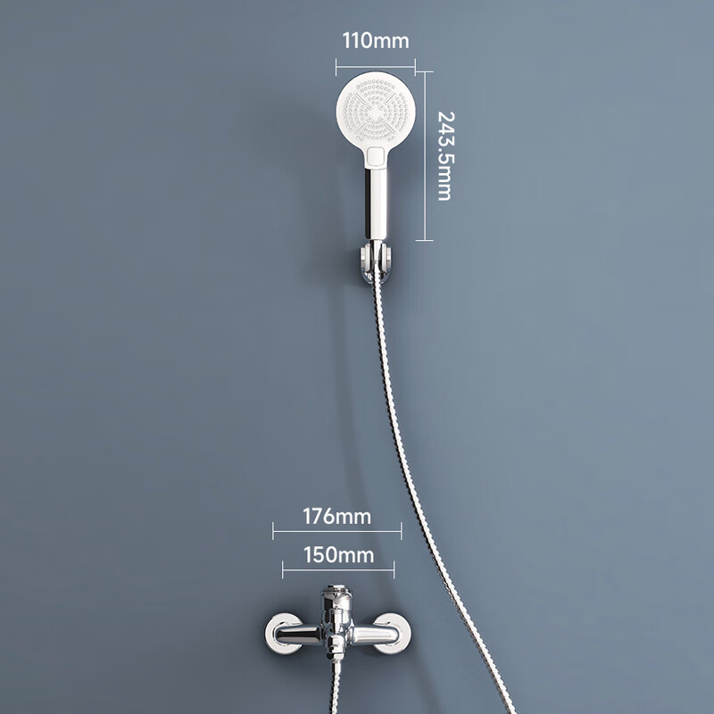 FAENZA Bathroom Simple Shower Head, Bathtub Copper Faucet, Rain Shower Spray, Multi-Position Water Output, FE05H102CP-3