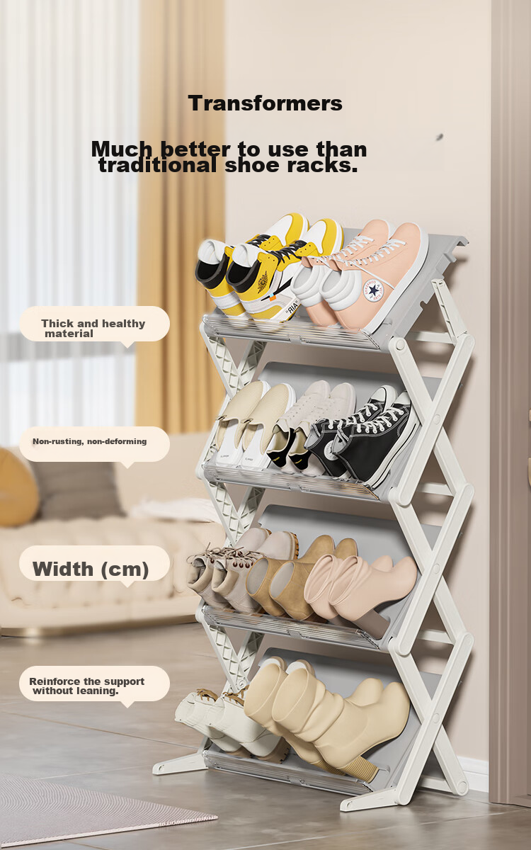 JD Original Shoe Rack, Shoe Storage Organizer, Space-Saving Entryway Shelf for Bathroom Slippers [No Installation Required] 4