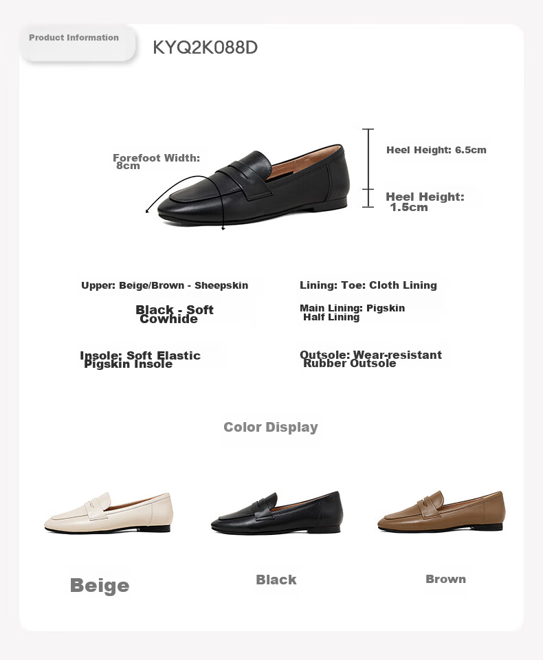 COMELY Women's Slip-On Loafers, Autumn New Style Mall Version, Lightweight Comfortable Commuter Leather Shoes, Black, Size 33 4