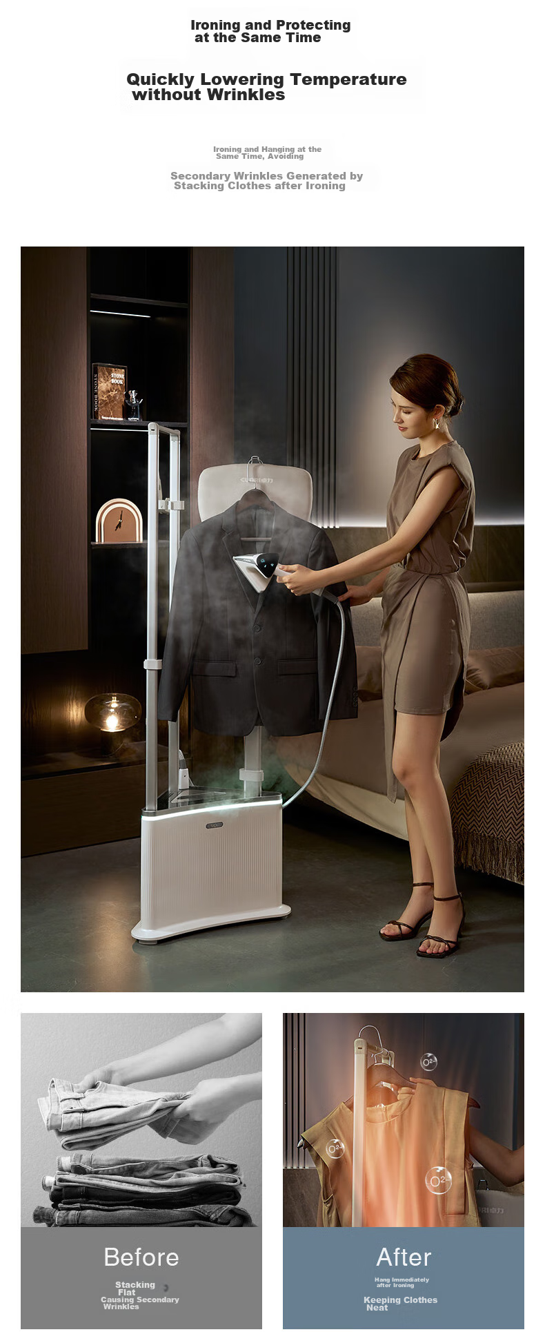 CuoRi [High-End Ironing And Care All-In] Upright Garment Steamer, 200g/min, 2L Water Tank, Pressure-Boosted Steam, Home Use, Electric Iron, Smart Control, Fragrance Removal, Luxury Clothing Care G701 15