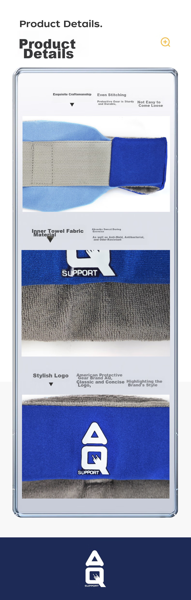 AQ Youth Children Sports Head Guard, Foot Basketball Volleyball Anti-Collision Fall Protection Headband C50101, Classic Blue, Size M 13