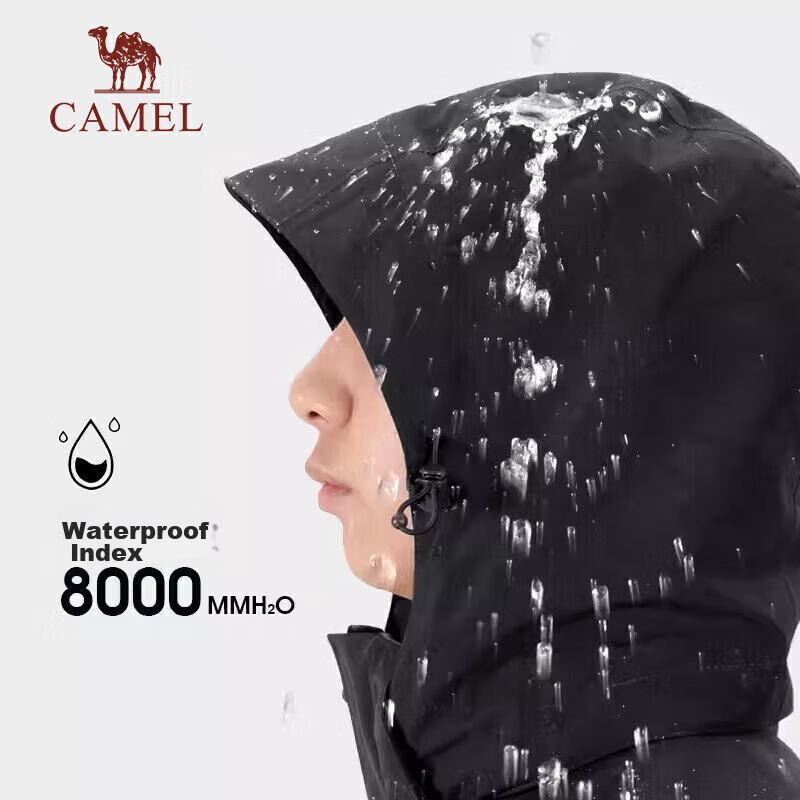 CAMEL down Inner Liner Three-In Waterproof Fleece-Lined Triple Protection Jacket AD12263514Y Phantom Black, Men's And Women's XS