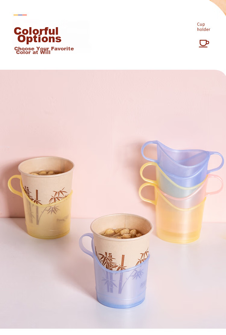 MENGTING Disposable Paper Cup Holder, Cream-Style Tea Tray with Insulated Cups, Heat-Resistant Plastic Cup Holder, 8 Pieces 5