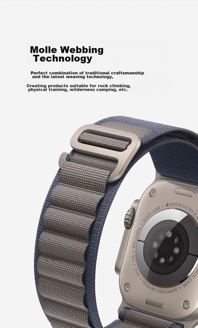Mashi Compatible with Apple Watch Band, Apple Watch Ultra 3/iWatch Series 11/10/9/8/7/SE, Nylon Woven Blue, for 44/45/46/49mm 7