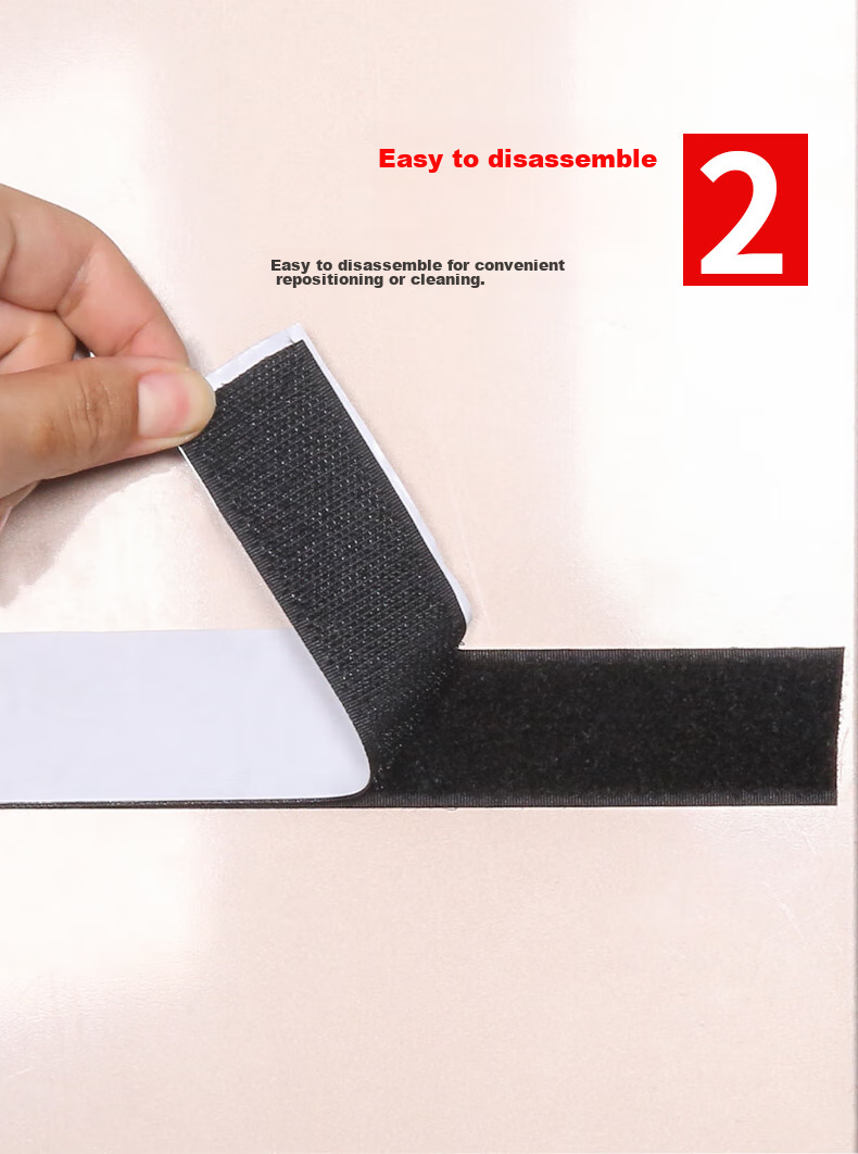 Yinbei Door Curtain Strong Adhesive Velcro, High-Adhesion Double-Sided Tape, Car Floor Mat Light-Blocking Pad Fixing Tool, Specialized Back Adhesive Tape Self-Adhesive Strip, 20mm*5m-Black 7