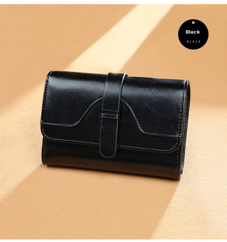 Viney Leather Women's Wallet, Foldable Short Coin Purse, High-End ID Card Holder, Integrated Brand Large Capacity Wallet, Leather Clutch 21