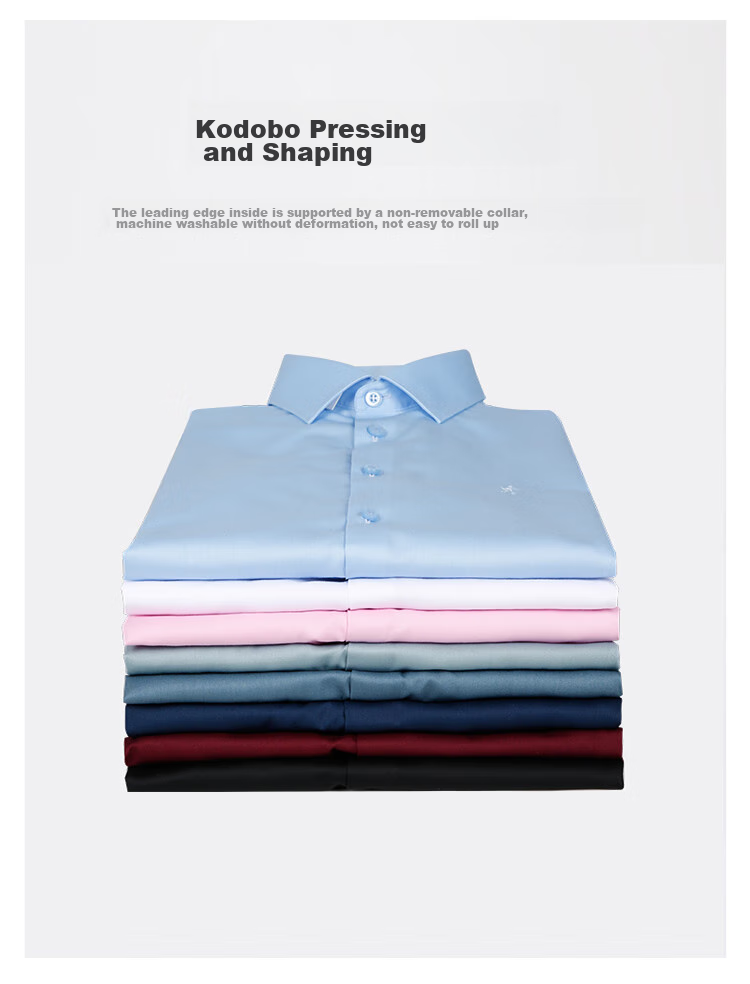 TRIES [Celebrity Style] Men's Long-Sleeve Shirt, Solid Color Business Style for All Seasons, Multi-Color Spring And Autumn Embroidered Work Shirt 5