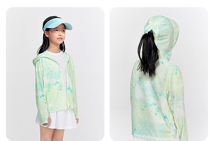BOSIDENG National Standard Sun Protection Jacket Unisex Kids UV Protection Cooling Mint Mambo Hooded Outdoor Coat 22