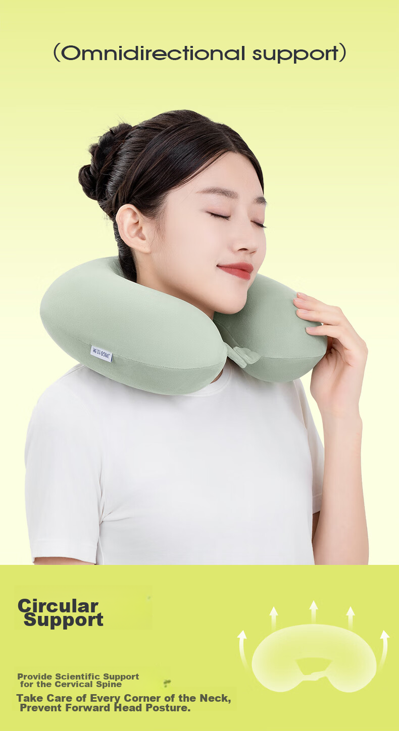 JAGO U-Shaped Neck Pillow, Cervical Pillow, U-Shaped Neck Support Pillow, Airplane Travel Headrest, Memory Foam Nap Pillow, Cervical Spine Pillow, Beige 3