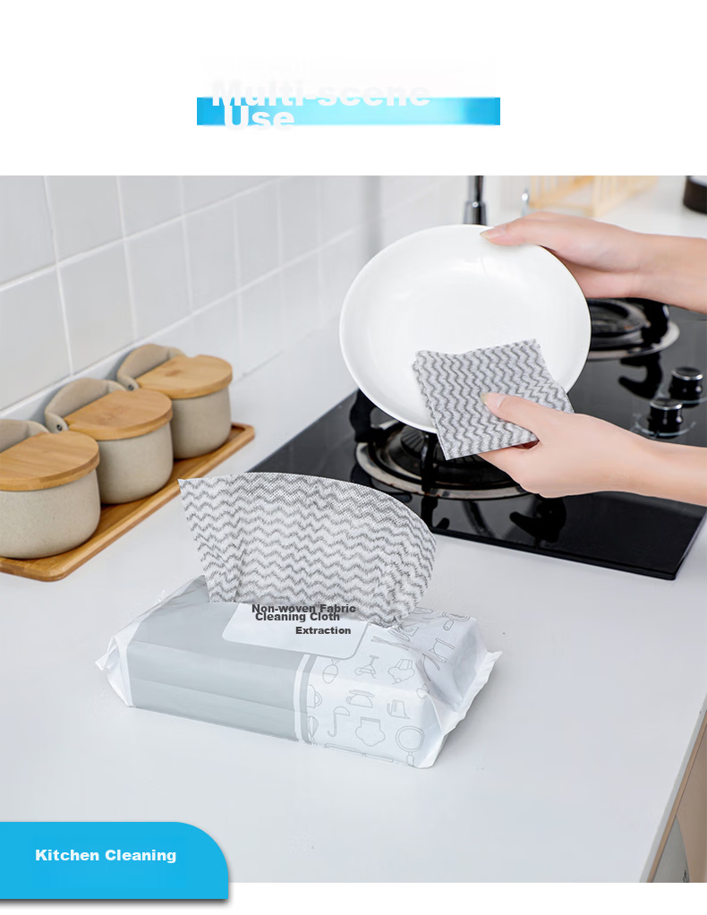 Tinghao Kitchen Paper Towels, 4 Packs, 320 Sheets, Disposable Cleaning Cloths, Kitchen Paper Towels, Oil-Absorbing, Stain-Removing, Lazy Person's Wipes, Pull-Out Packaging 4