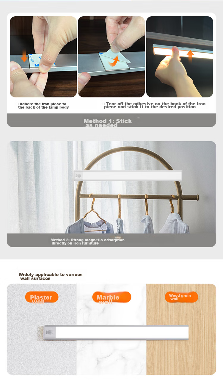 BULL Sensor Cabinet Light Wardrobe Light LED Motion-Sensing Magnetic Suction Bedroom Bedside Entryway Night Light 30CM 3000K 10