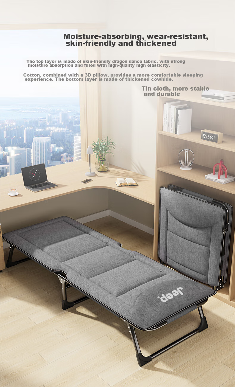 JEEP Folding Bed Lounger Nap Bed Single Bed Office Siesta Bed Multifunctional Accompanying Care Bed Mattress Integrated Pink 5