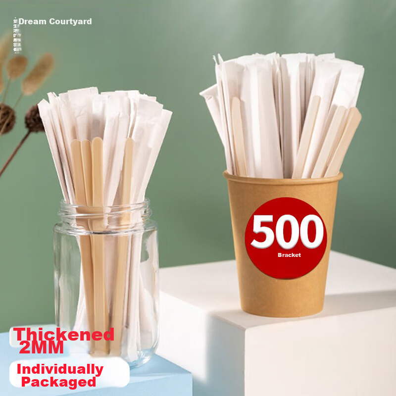 MENGTING Disposable Coffee Stirrers, 14cm Wooden Coffee Stirring Sticks, 500 Pieces Per Box, 7572