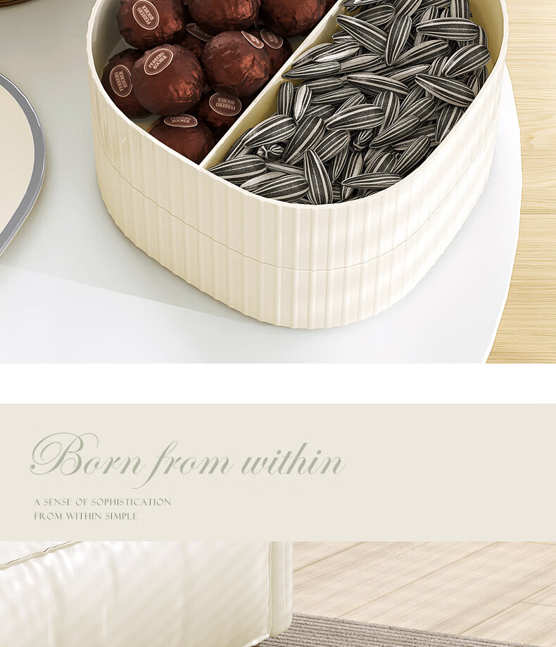 Baicaoyuan Candy Box, Fruit Plate, Sunflower Seeds, Dried Fruits, Nuts, Fruit Tray, Compartmentalized Snack Storage Box, Living Room Luxury Green Three-Tier with Lid 25