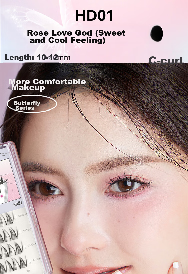 BLJ Glue-Free False Eyelashes, 32 Clusters, Natural Blooming Effect without Stems, Puffy Eyes, Beginner-Friendly, No Need to Remove, HD01 14