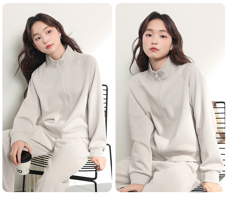 MJ STYLE Stand-Collar Cardigan Jacket for Women, Spring And Autumn 2026, Loose-Fitting Casual Versatile Short Style, Petite Sporty Long-Sleeve Top 11