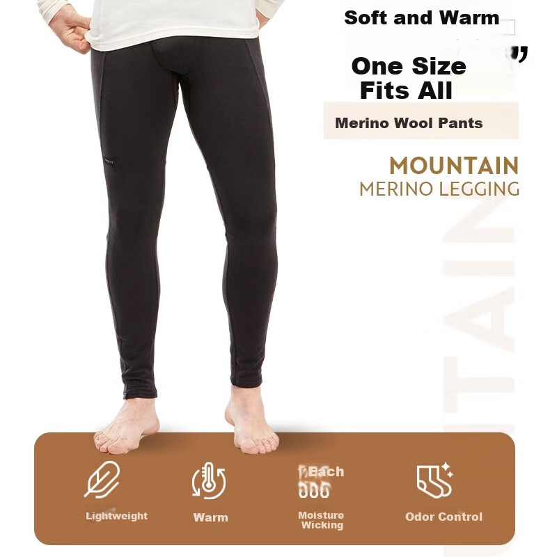 DECATHLON Odor-Resistant, Sweat-Wicking, Breathable Merino Wool Autumn And Winter Men's Thermal Long Pants MT500 Merino Wool S-2485009 2