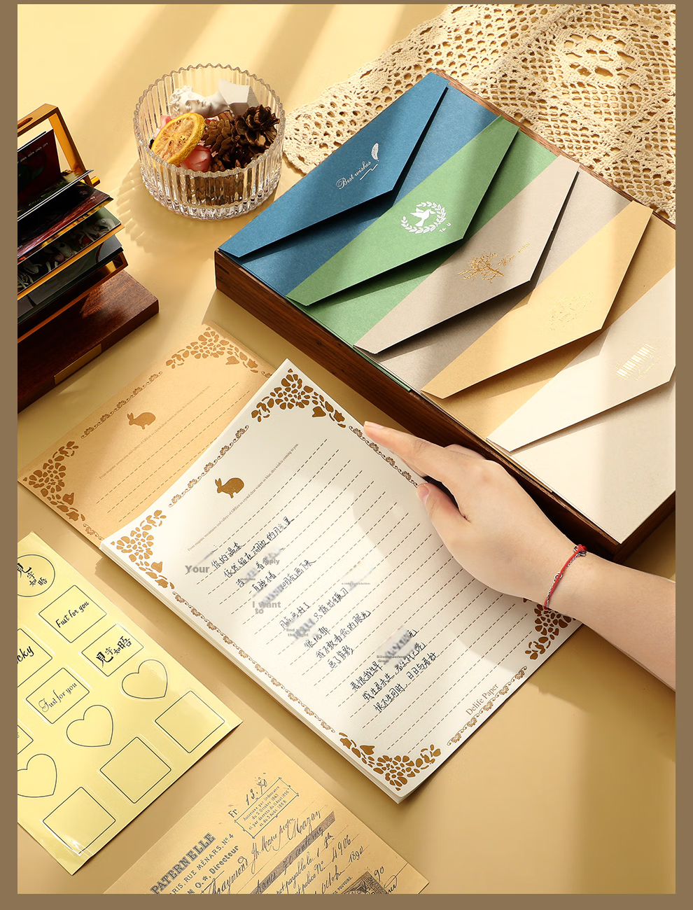 Jiaranheng Envelope And Letter Set, Back-To Gift for Teachers And Classmates, Birthday Card, Anniversary Creative Card, Vintage-Style Romantic Letter, Confession, Vintage Invitatio 5