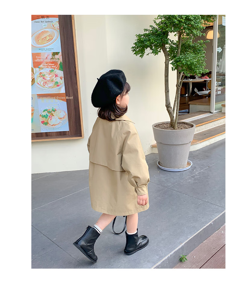 Budinghalu Girls' Jacket, Spring And Autumn Style, Children's Fashionable Versatile Windbreaker, Mid-Length, for Older Children, Casual Korean-Style Top, Trendy 19