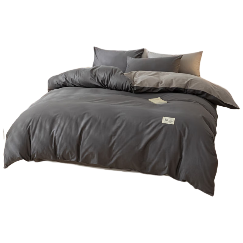 Wuyinliangpin 100% Pure Cotton Four-Piece Bedding Set, All-Cotton Bedding for 1.8m Bed, Fitted Sheet Set with Duvet Cover, 200*230cm