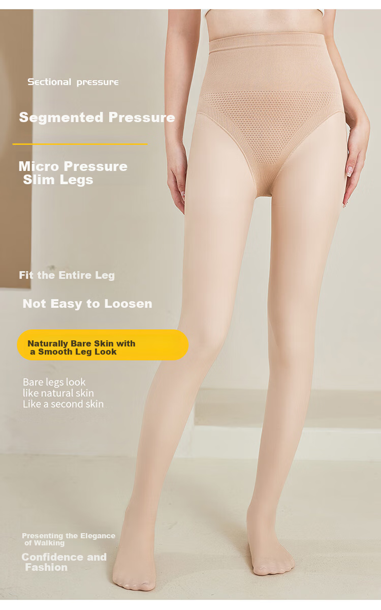 LangSha Nude-Colored Leggings for Women, Outdoor Wear, Bare-Leg Effect, Skin-Like Feel, Autumn And Winter Fleece-Lined, High-Waisted, Tummy Control, Double-Layer Pantyhose with Foot Covers 3