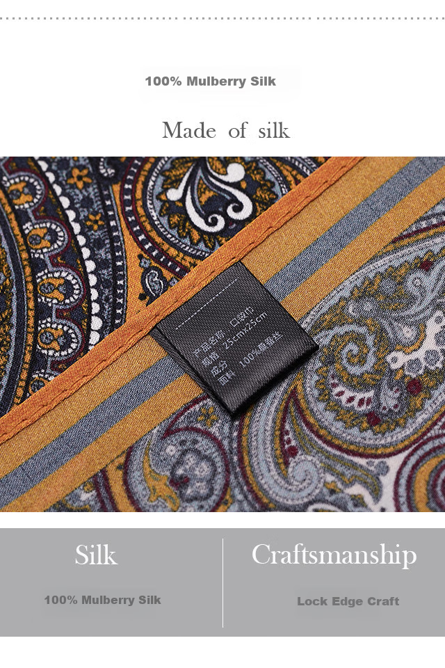 NORTHROP MARTIN Men's Suit Pocket Handkerchief, Silk Pocket Square for Gents, Groom's Wedding Gift, Orange Peel, Pelsley 3