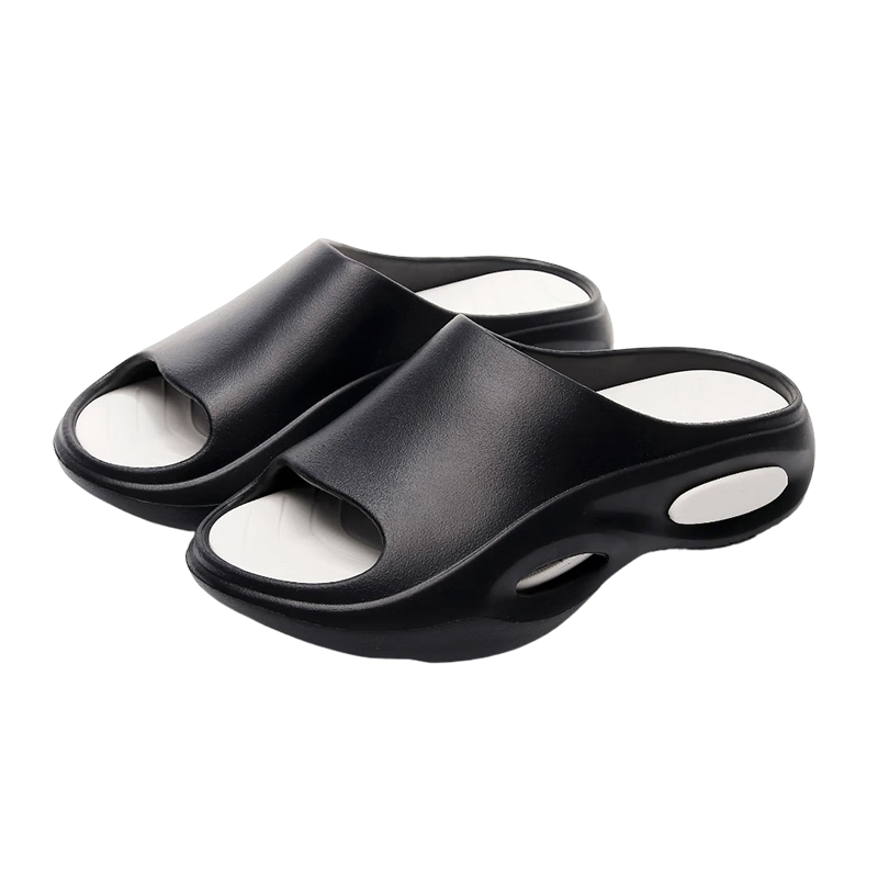 GUOLUOFEI Men's Trendy Sports Slippers, Summer Outdoor Wear, Thick Sole, Non-Slip, for Stream Trekking, Black And White, Size 40-41