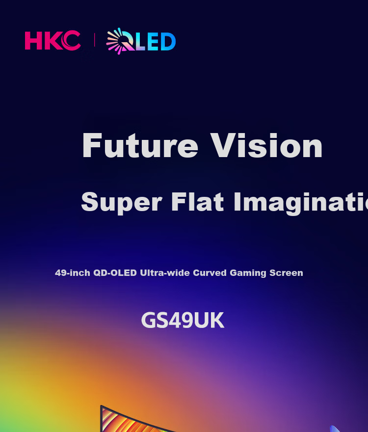 HKC 49-Inch QD-OLED Curved 5K, 240Hz Ultra-Wide Gaming Screen, HDR400, Hardware Low Blue Light, 10bit, E-Sports Type-C 90W, Rotatable And Height-Adjustable Monitor GS49UK 1