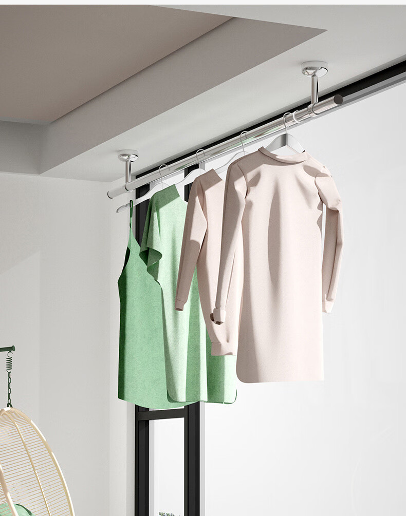 Baoyouni Ceiling-Mounted Retractable Fixed Clothes Drying Rack, Stainless Steel Hanging Rack for Balcony And Indoor Use, Windproof Ceiling-Mounted Clothes Drying Rack 4