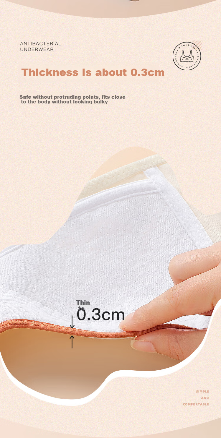 Moonbadi Underwear, Girls' Bra for Ages 12-16, Soft Cotton Comfortable, Leak-Free, Lightweight Breathable, High-Elasticity, Non-Binding, Puberty Bra 4