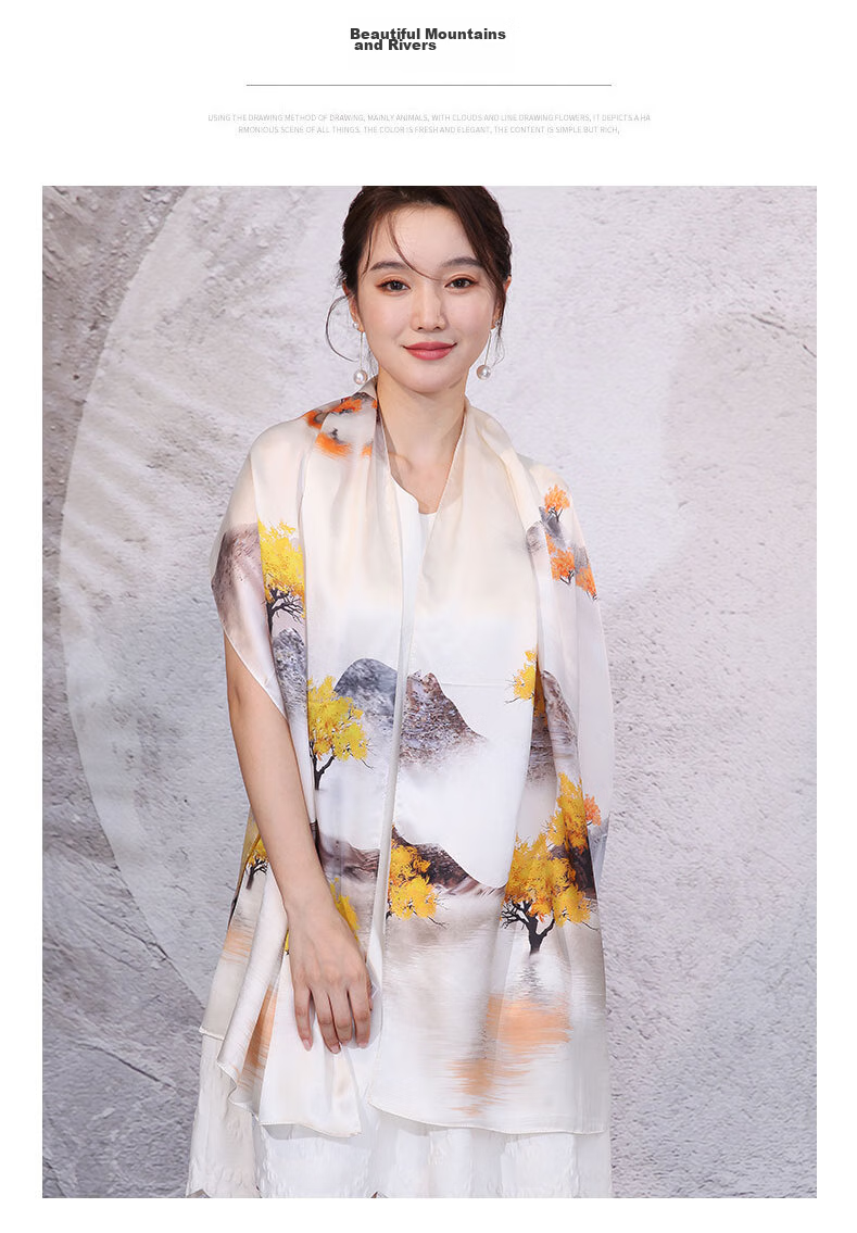 Hangsilu Silk Scarf for Women, Mulberry Silk Shawl, High-End Birthday Gift, Holiday Present for Mom And Teachers 15