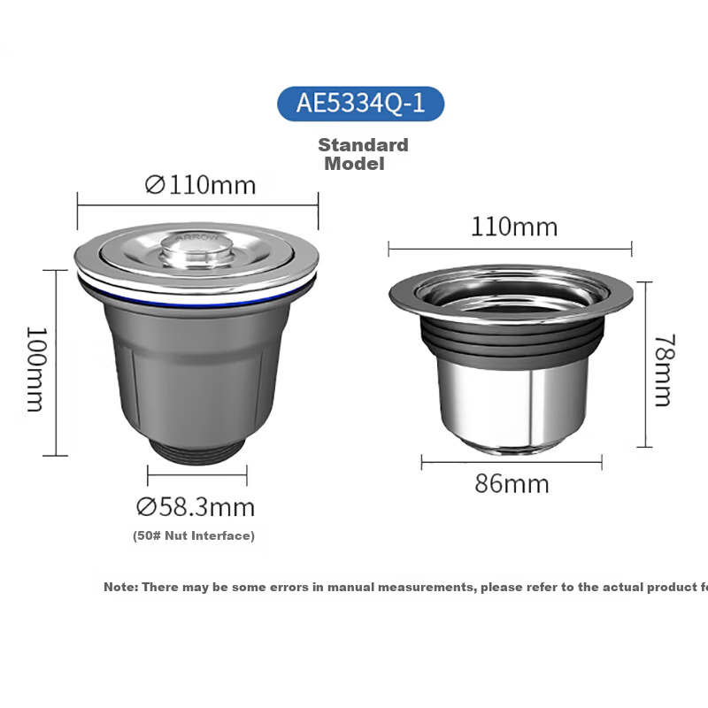 ARROW Kitchen Sink Drain Pipe, Anti-Odor Double Sink Drain Kit, Dishwashing And Vegetable Washing Sink Drainage System with Three-Way Fittings