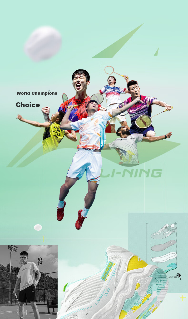 Li-Ning Badminton Shoes, Unisex Longfeng Professional Competition Training Shoes, Sports Shoes, Non-Slip, Wear-Resistant, Breathable And Comfortable, Size 44 1
