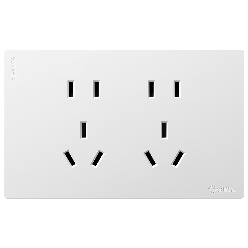 BULL Ultra-Thin Multifunctional 118-Type Switch Socket Panel 10-Hole 6-Hole Socket G60Z256 Frost White