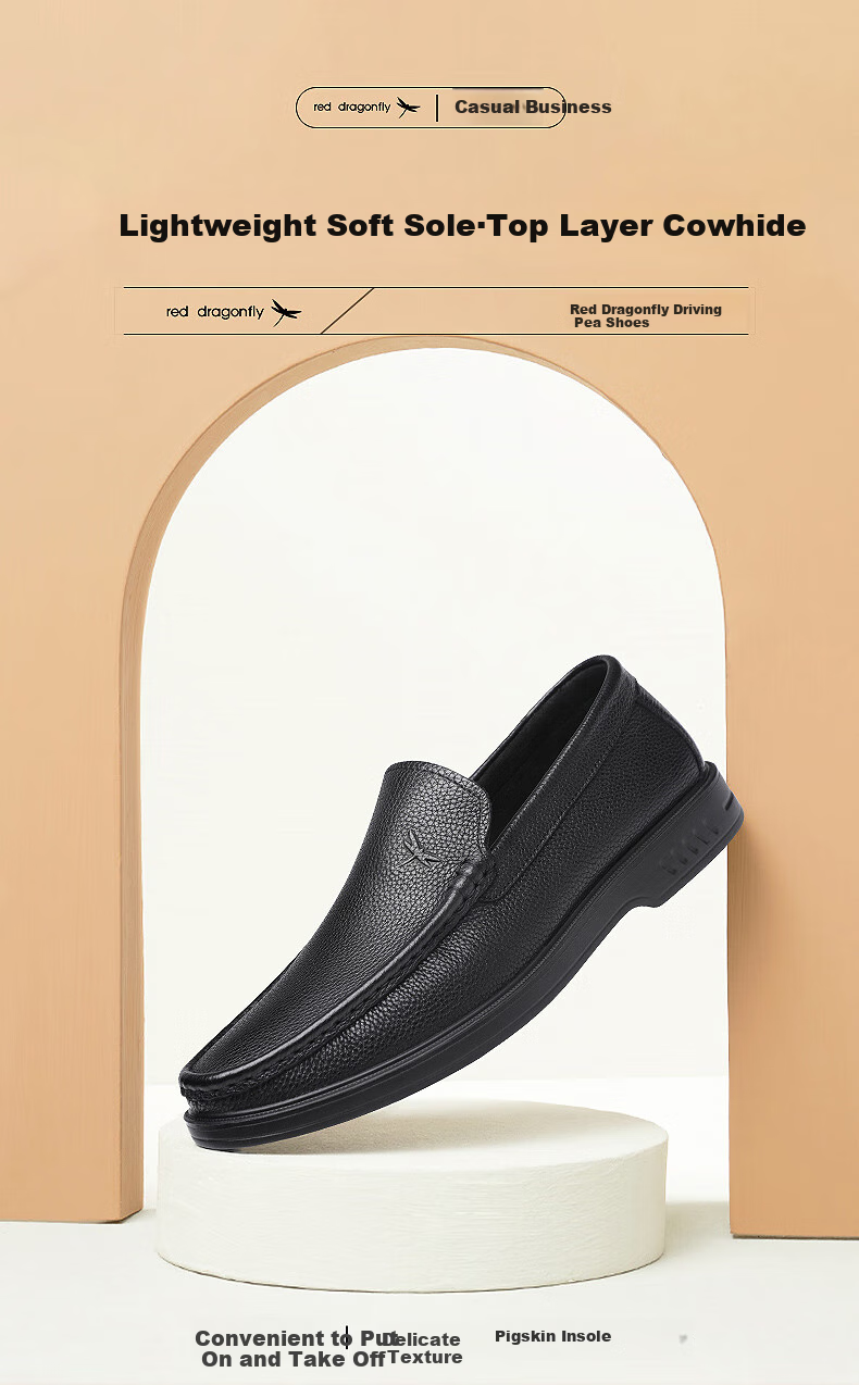 Hongqingting Leather Men's Slip-On Shoes, Business Casual Shoes for Men, Brand Loafers, WLA240081, Black, Size 41 1