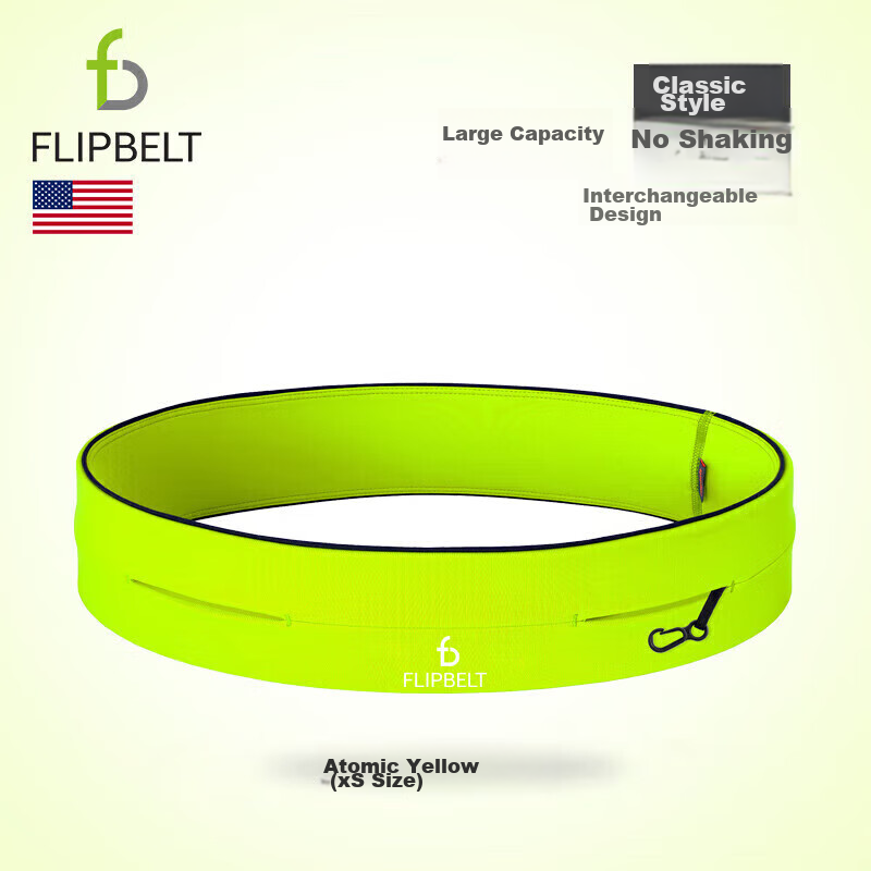 Flipbelt [Classic Waist Pack] Multifunctional Outdoor Running Belt for Men And Women, Marathon Gear, Phone Pouch, Atomic Yellow XS