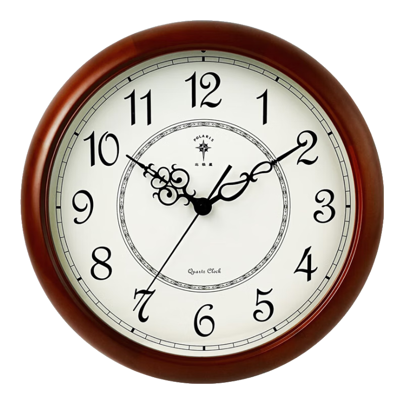 POLARIS Wall Clock, Solid Wood Living Room Fashion Creative Clock, Simple Modern Wall Clock Decoration, 38cm Quartz Clock, 9060 Ring