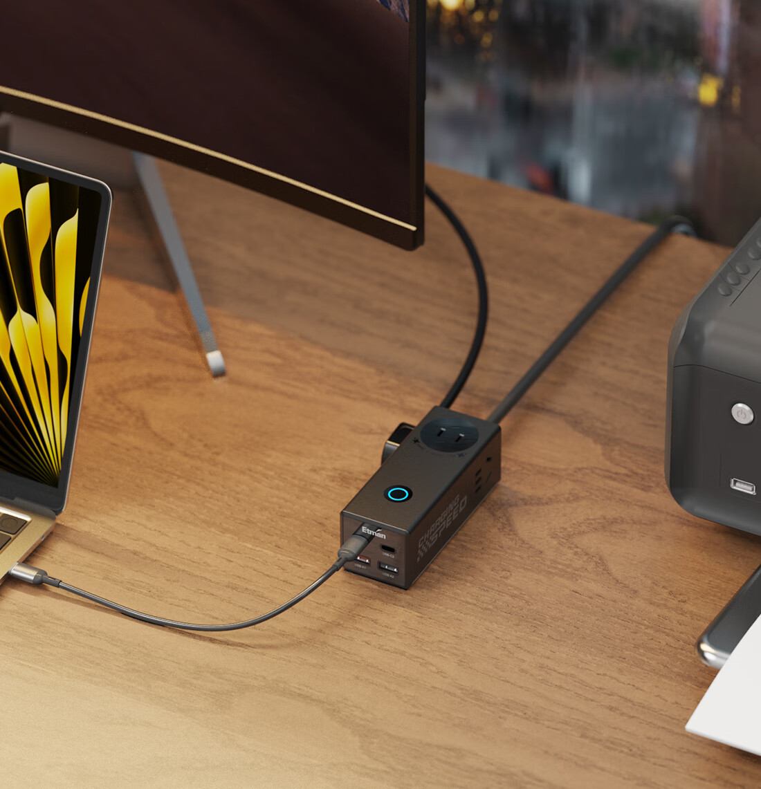 Etman Gallium Nitride 65W Charger Fast Charging Travel Portable Power Strip Socket/Travel Power Strip/Type-C Power Board/Business Trip Power Cord/Desk Charging Station/USB Extension Cord 21