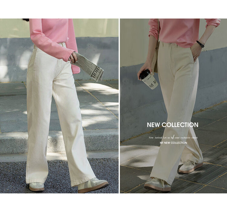 MT [Korean-Japanese Casual Style] Autumn Fashion Simple Solid Color Loose Straight-Leg Denim Jeans 8