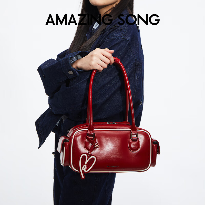 AMAZING SONG Toast Justice Baton Bag, High-End Wedding Bag, Pillow Bag, Cowhide Commuter Boston Shoulder Handbag, Underarm Bag, Birthday Gift