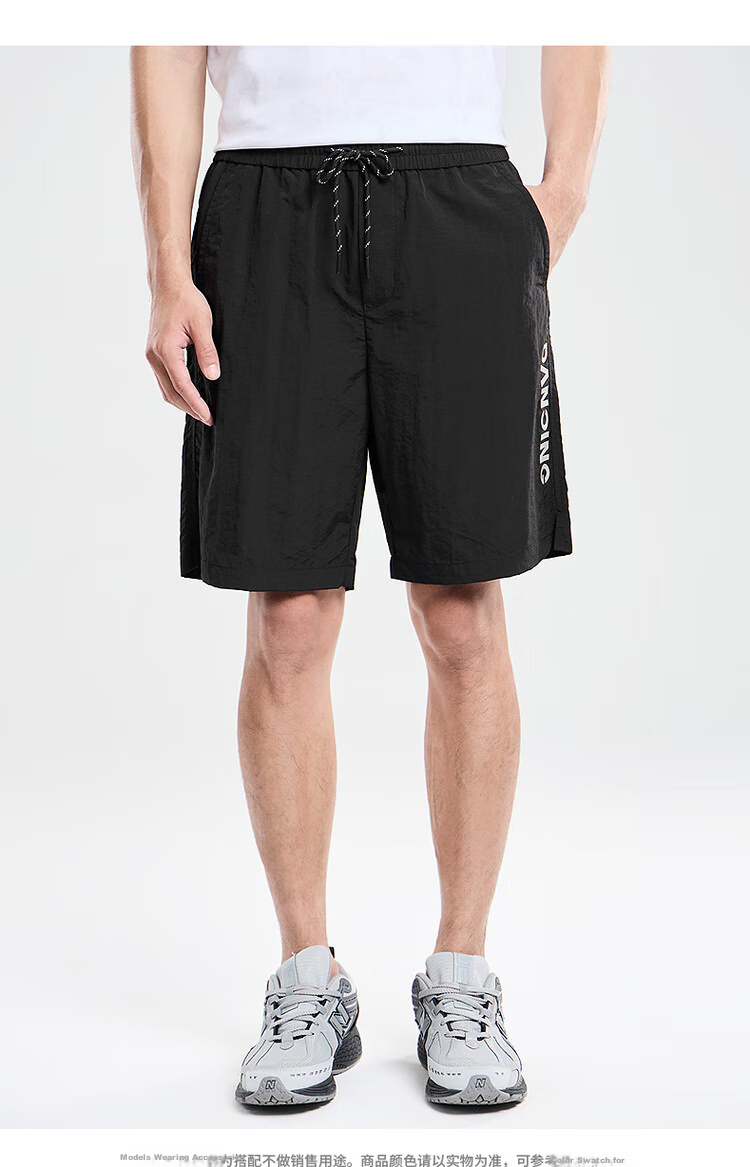 DANCING WOLVES [Draping And Wrinkle-Resistant] Summer Quality Elastic Casual Pants Men's Casual Shorts 001 Black 52/L 5