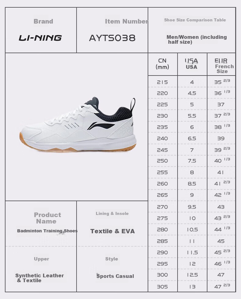 Li-Ning Men's And Women's Couple Style All-Round King 21v1 Durable Badminton Breathable Versatile Competition Training Shoes Ball Shoes for Men And Wome 4