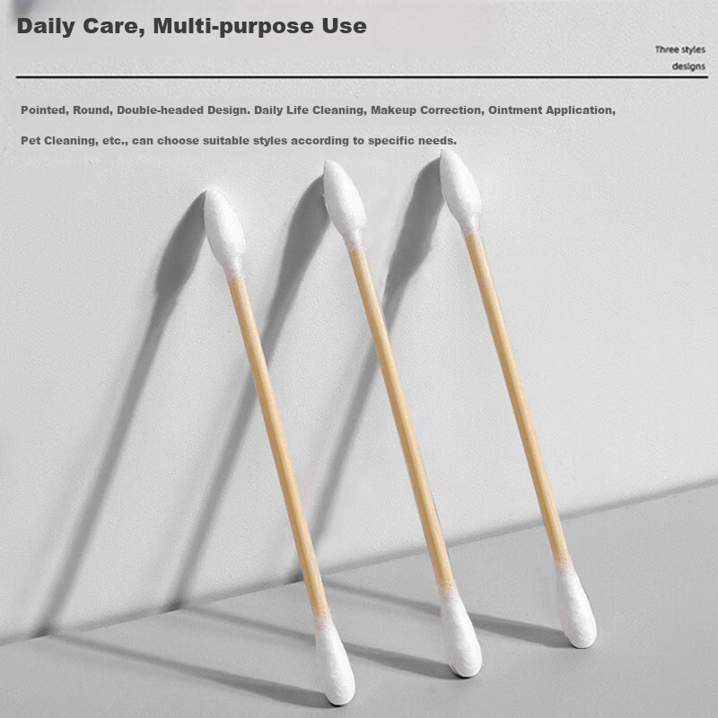 MENGTING Cotton Swabs Box of 500, Double-Ended 1000 Pieces Disposable Pointed Round Head Cleaning Makeup Ear-Picking Multi-Purpose Cotton Swabs