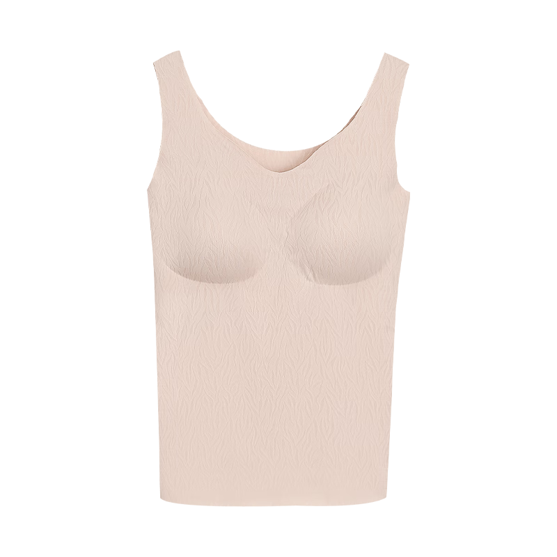 Hongdou Women's Ice Silk Seamless Jacquard Vest Bra-Free Removable Padding Wide Strap Camisole