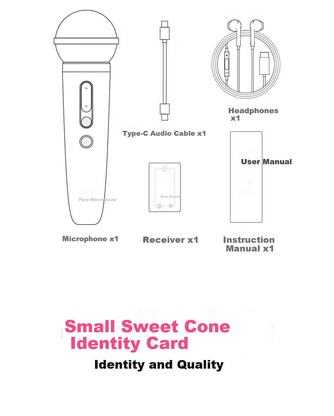 Chunmai Wireless Mobile Phone Microphone for Live Streaming Karaoke, Sound Card Recording Equipment, Pink Sweet Cone 17