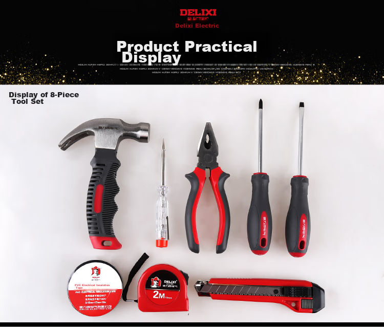 DELIXI ELECTRIC Household Multi-Functional Hardware Tool Set, Electrician And Carpenter Repair Hand Tool Kit, 33-Piece Set 20