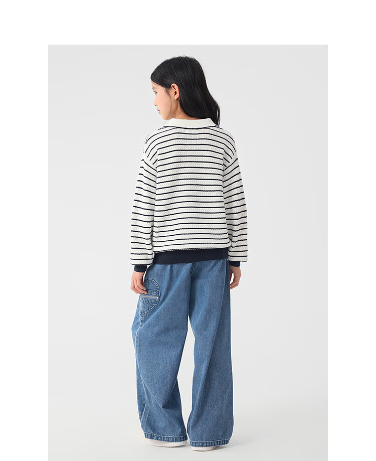 BALABALA Girls' Pants, Children's Jeans, 2025 Spring Style, Heart Pocket Design, Straight-Leg Trousers, 208125108003 7